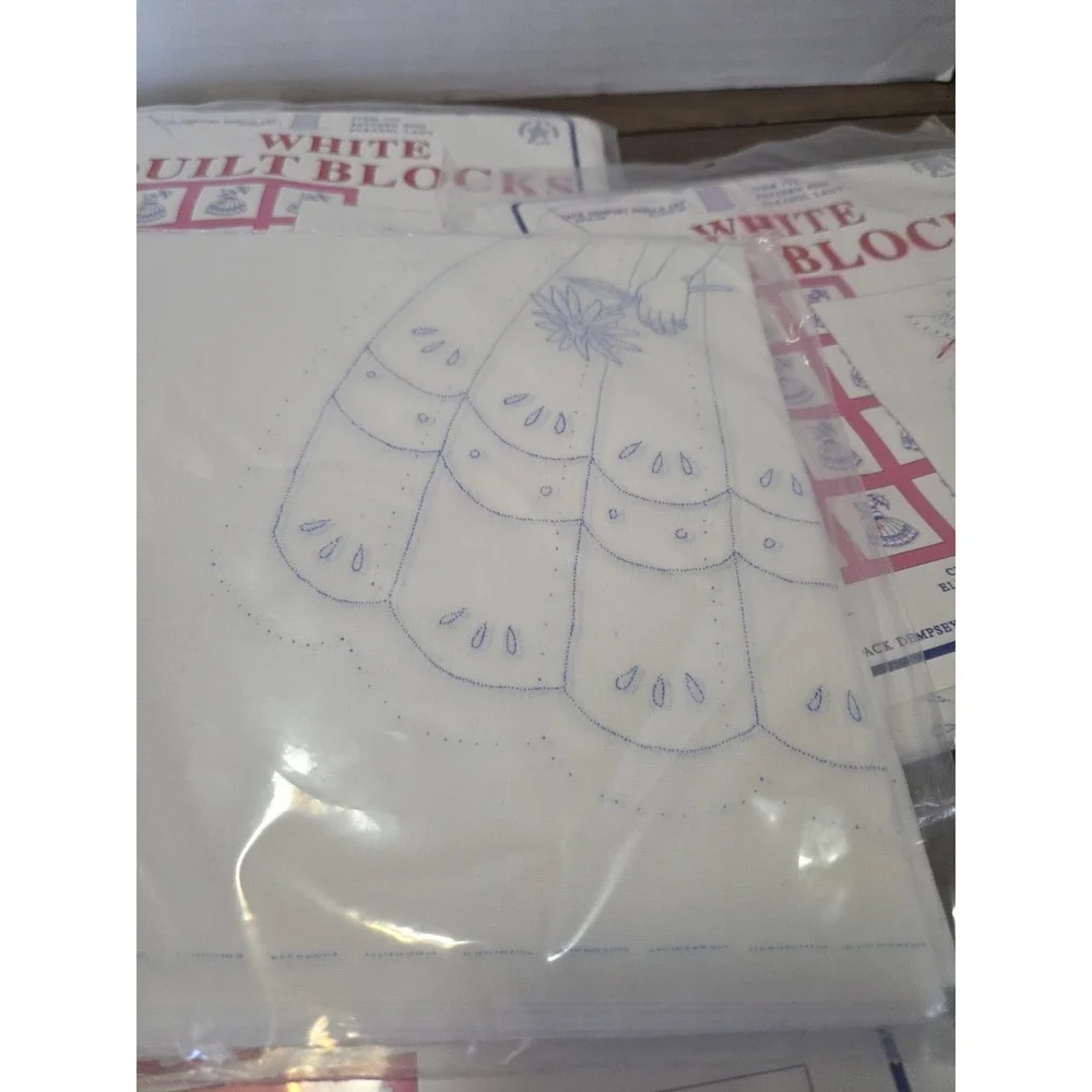 Quilt Blocks, Parasol Lady, Vintage Embroidery, Cottagecore, grannycore, Farmhou